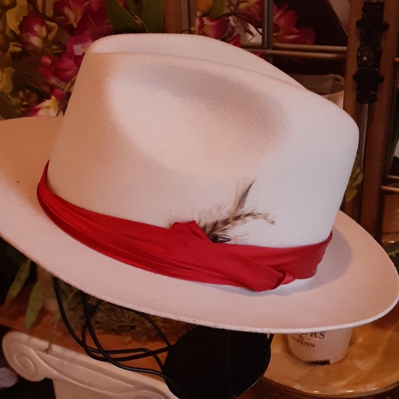 Bailey Of Hollywood Other - Bailey Red Banded White GANGSTER Wool Felt Fedora Hat Large USA